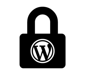 wordpress logo in a lock