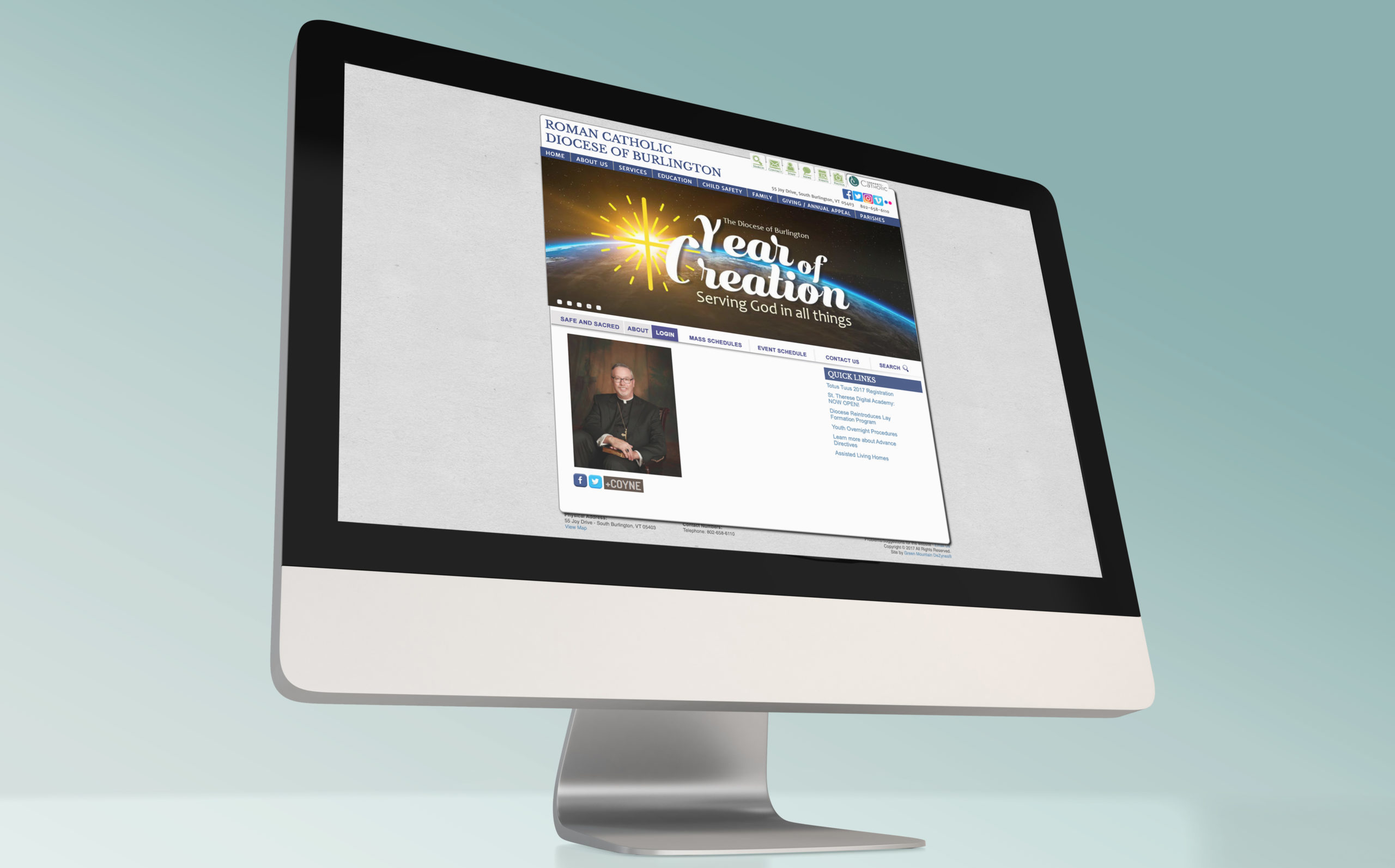 Vermont Catholic's Old Website on Desktop