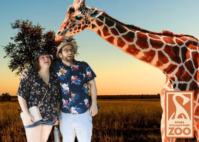 Aaron posing with a Giraffe