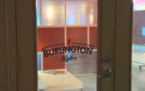 Burlington Bytes logo on office door