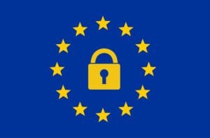 a yellow lock and stars on blue background