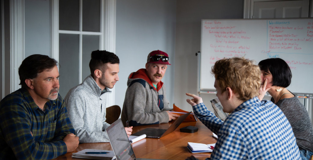 Bytes team meeting on 4th floor of building