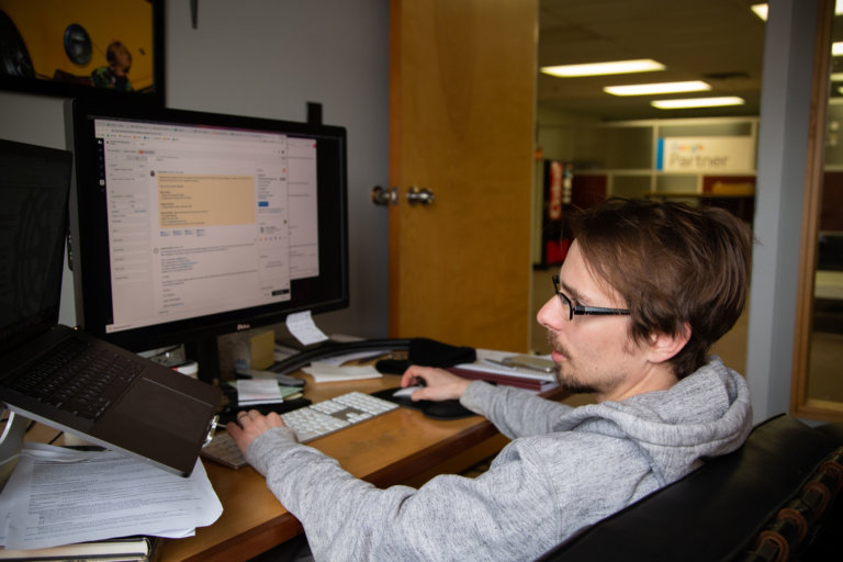 Jay working in his office