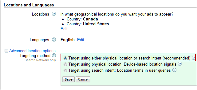 Old Google Ads Location Targeting