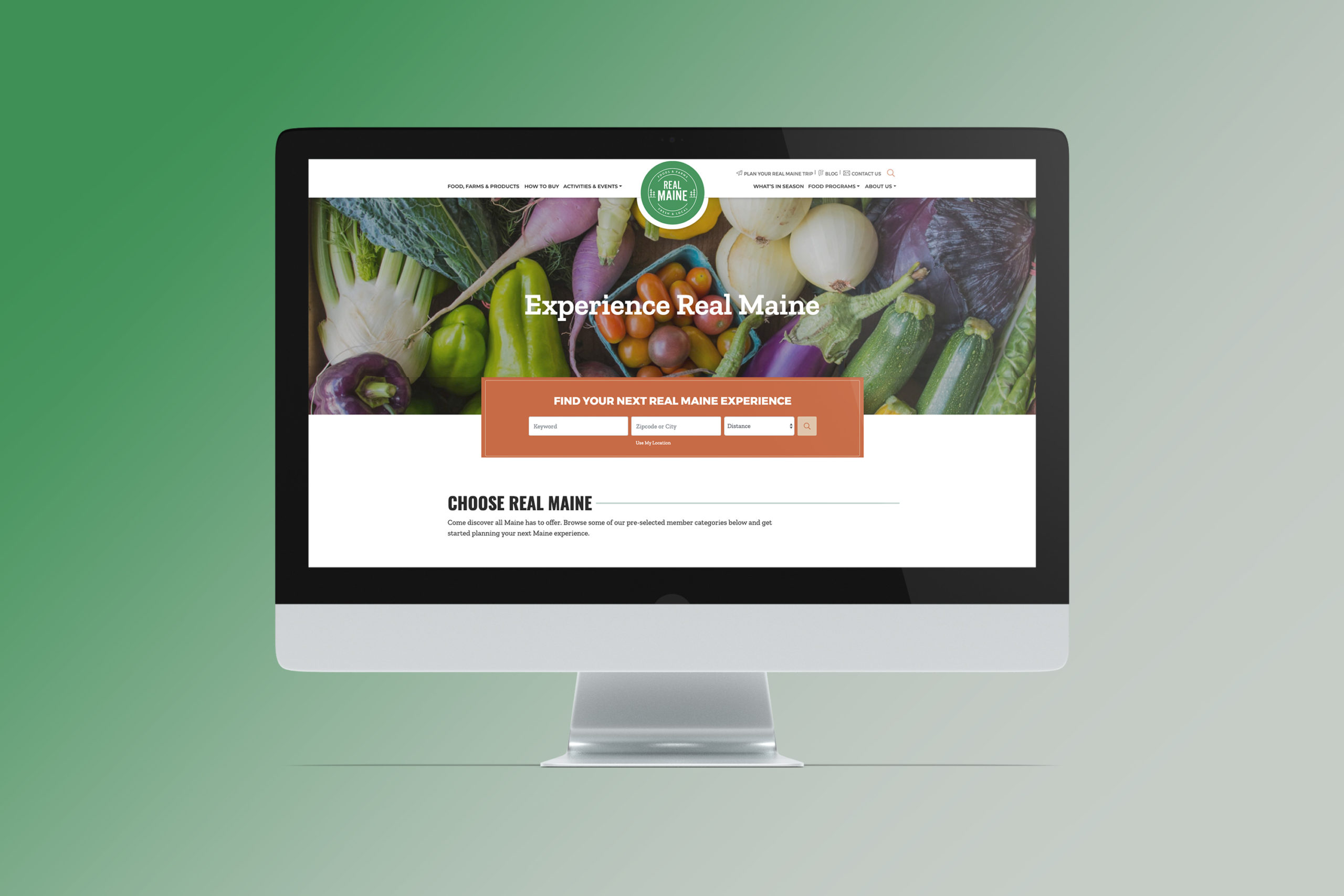 Get real maine homepage on desktop
