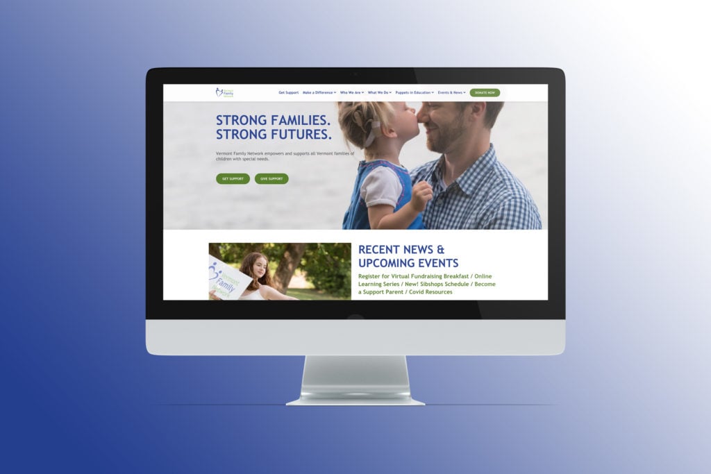 Vermont Family Network homepage after redesign on a desktop