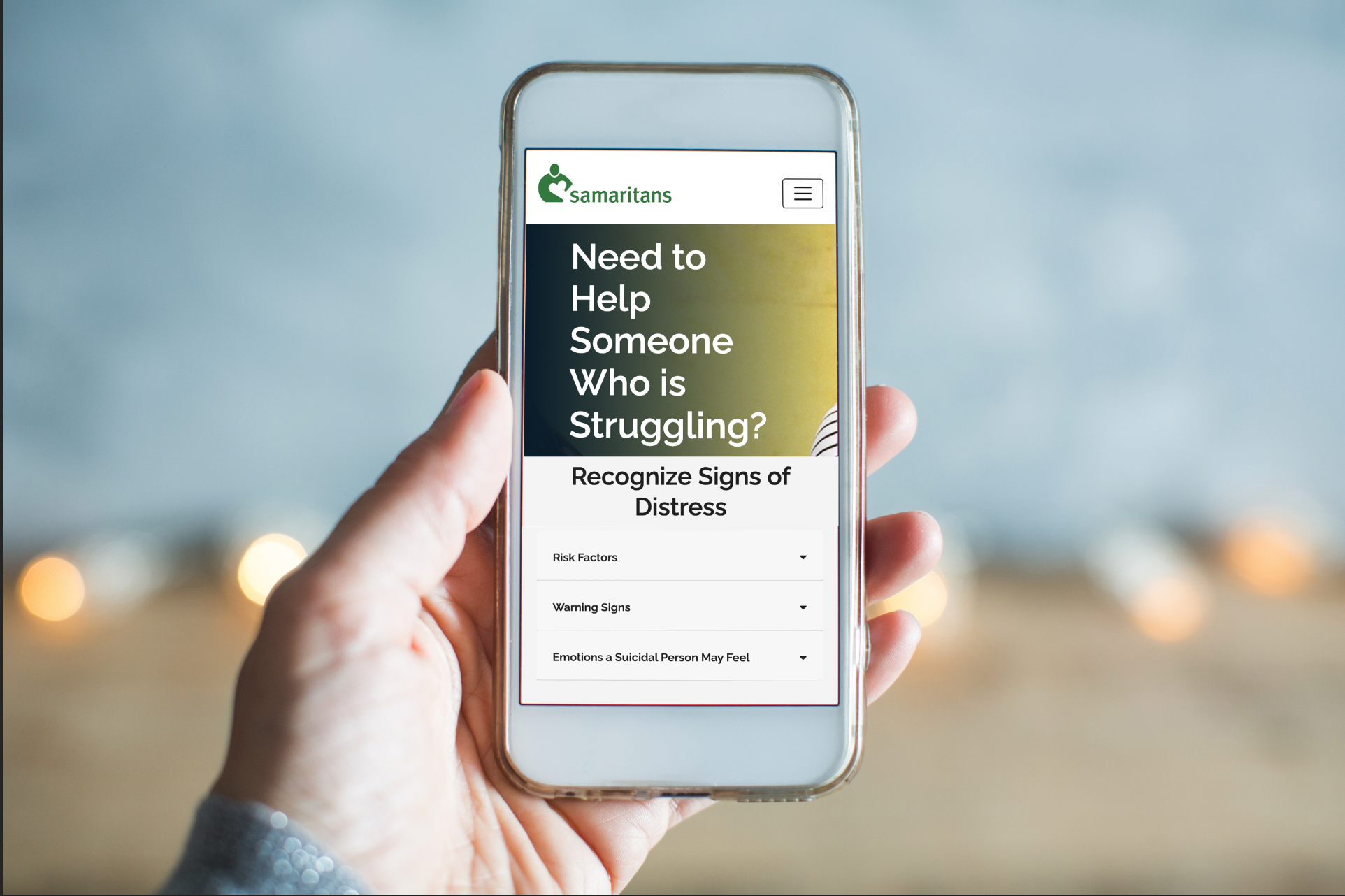 iphone lifestyle photo of "need to help someone who is struggling" page