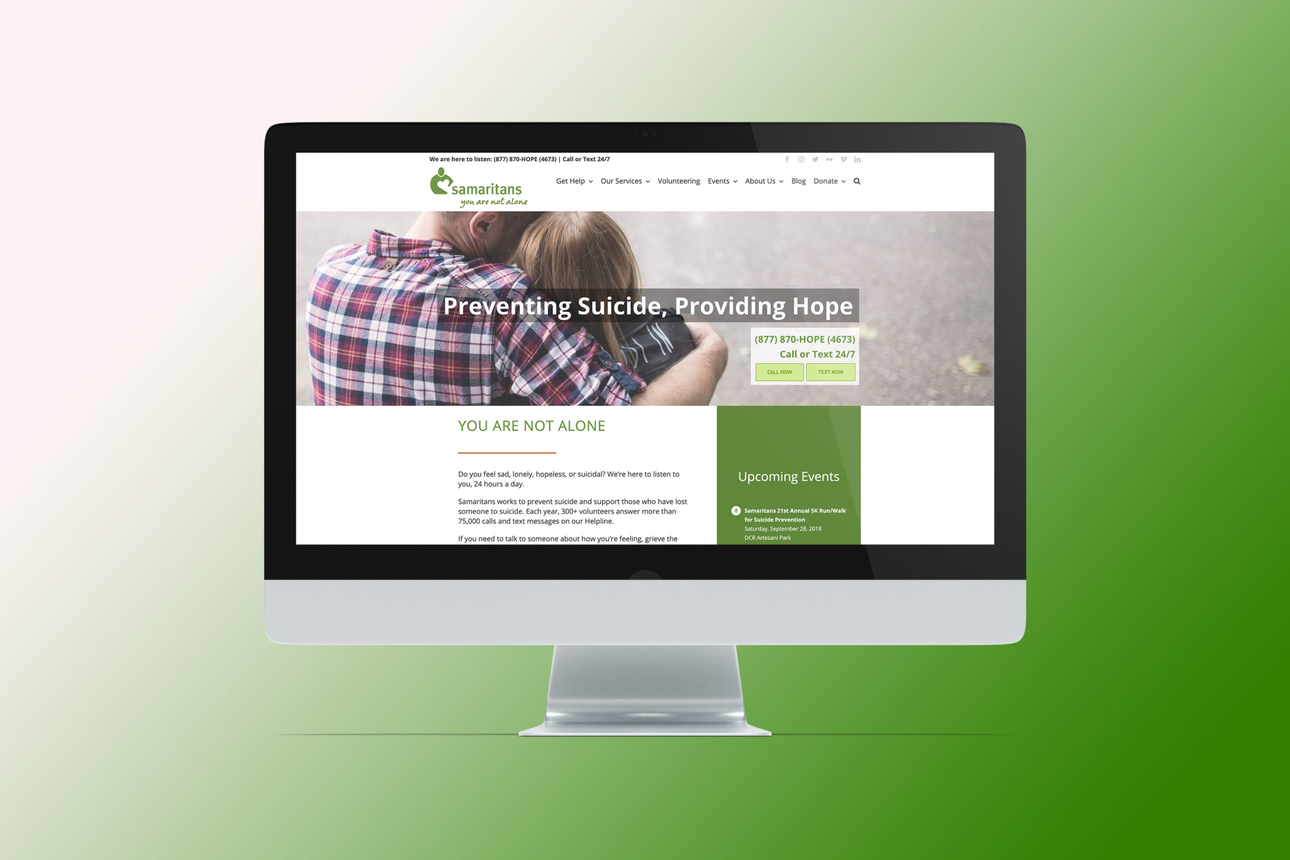 desktop view of the old samaritans website