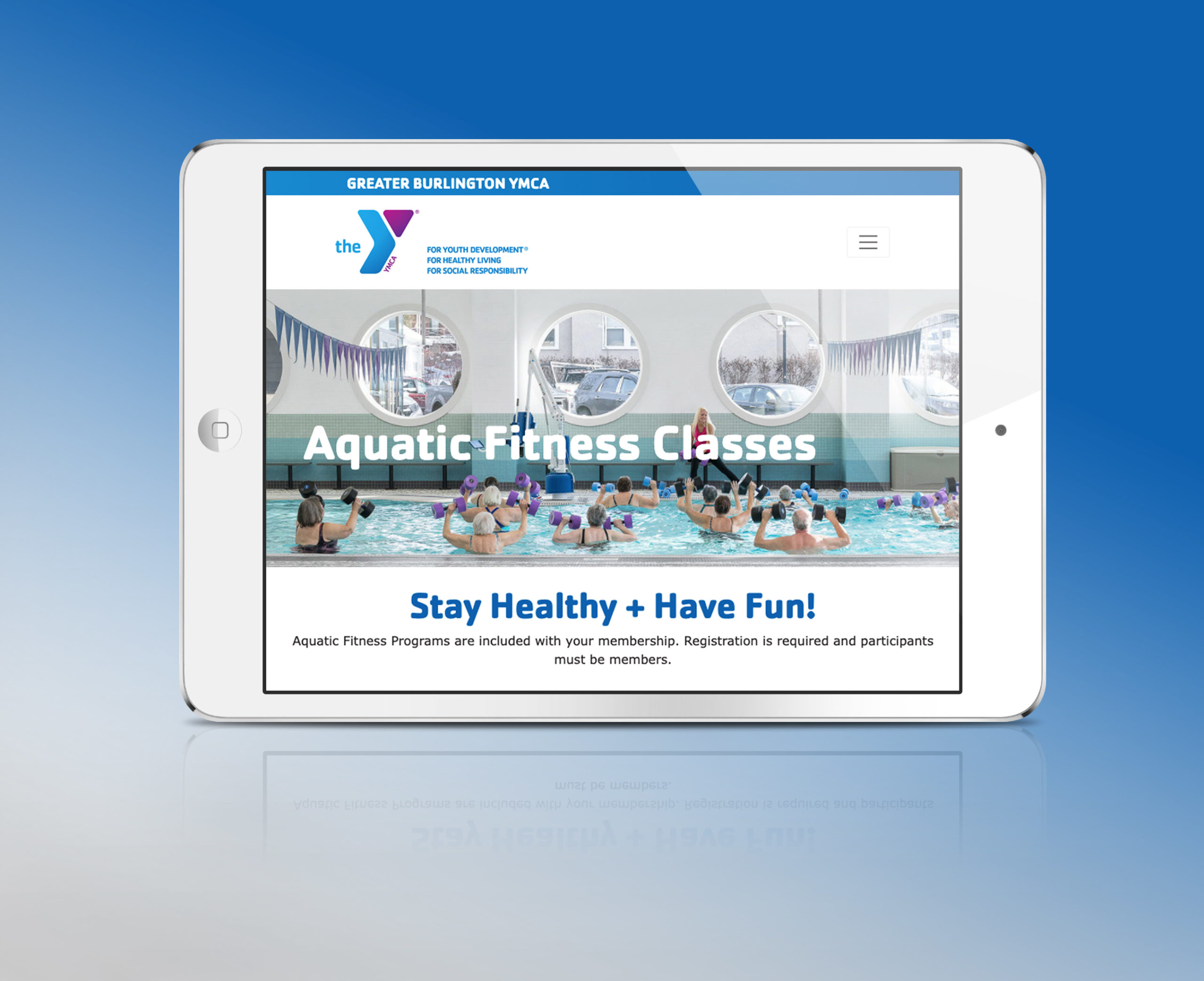 New GBYMCA Aquatic Fitness Class Page