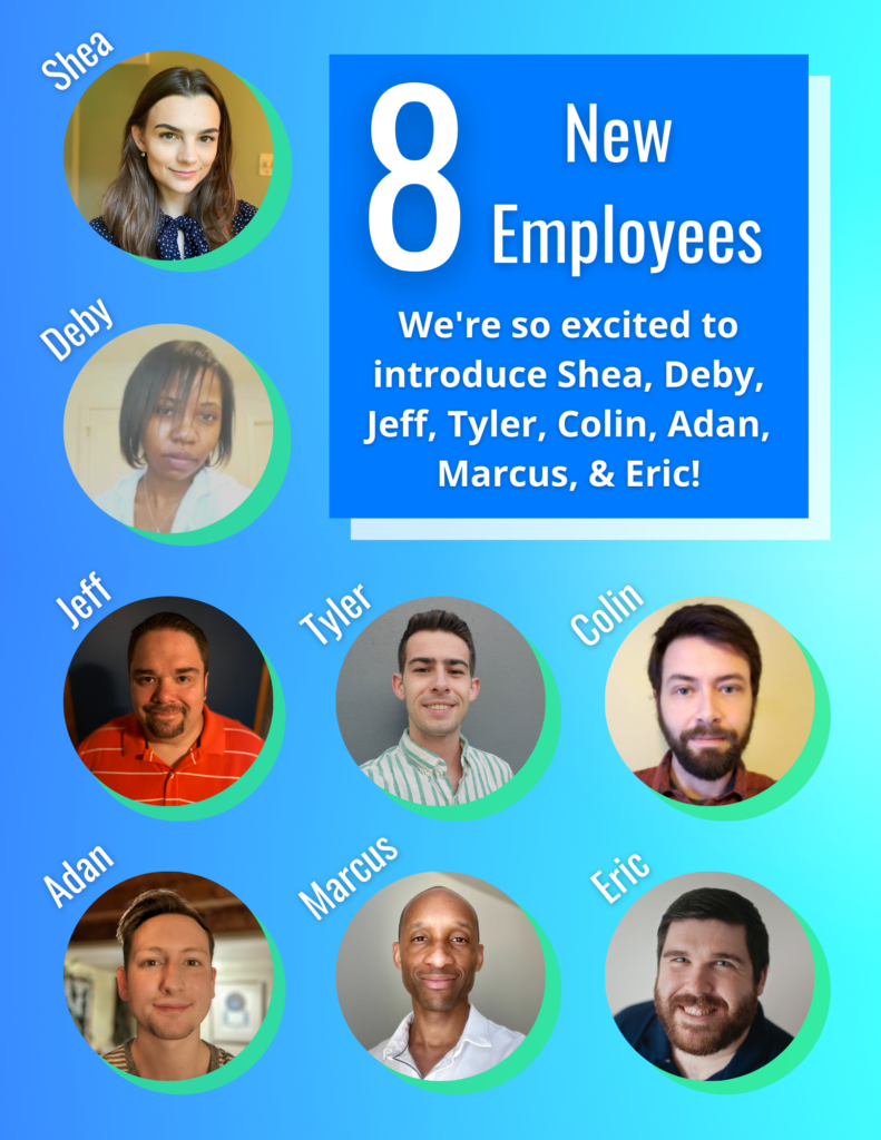 This year, Bytes.co gained 8 new employees! We're so excited to introduce Shea, Deby, Jeff, Tyler, Colin, Adan, Marcus, and Eric!