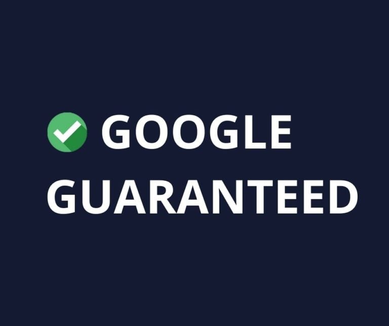 Google Guaranteed Badge on Navy Blue Background