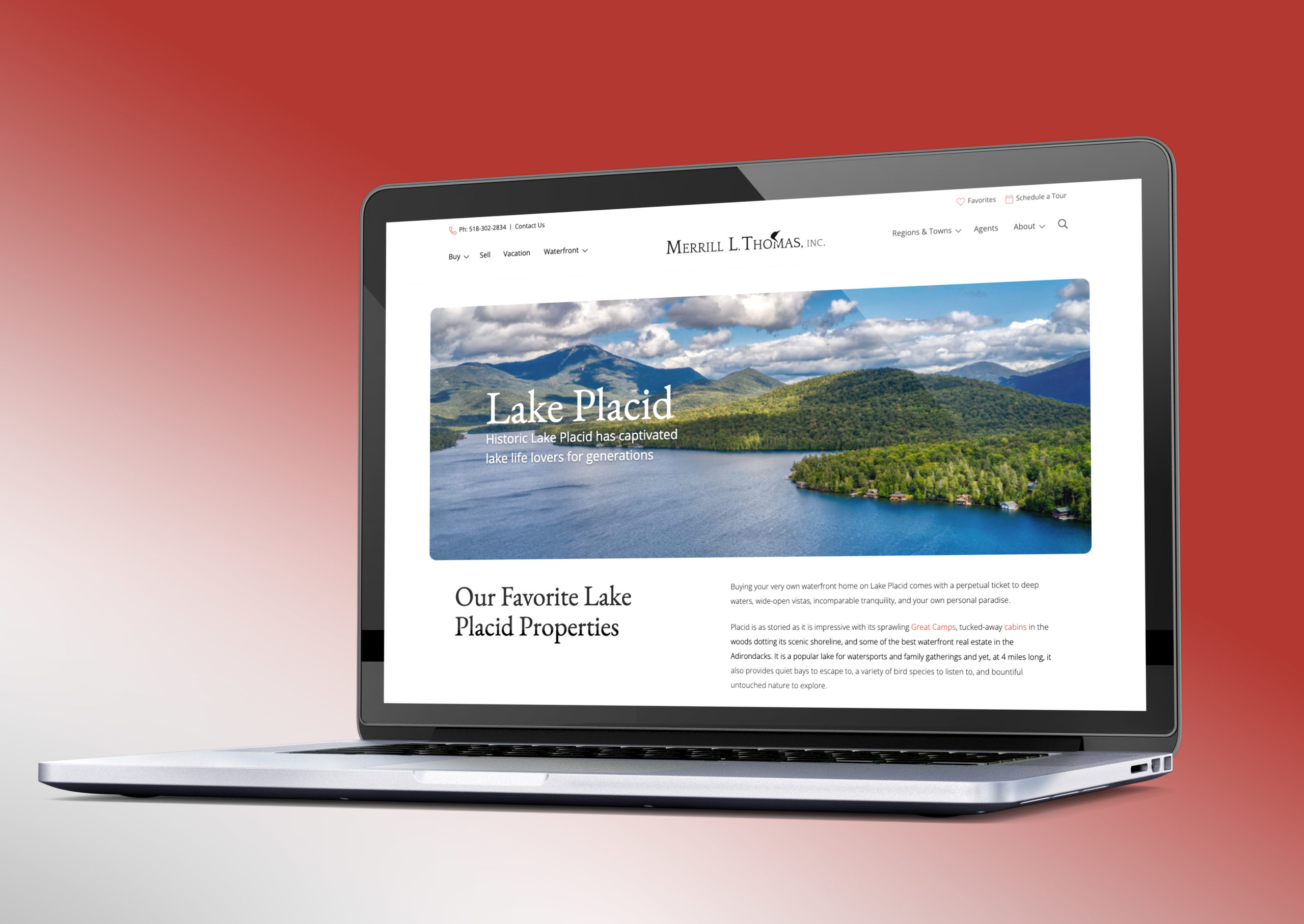 New Lake Placid Waterfront Real Estate Page on the Merrill L. Thomas Website