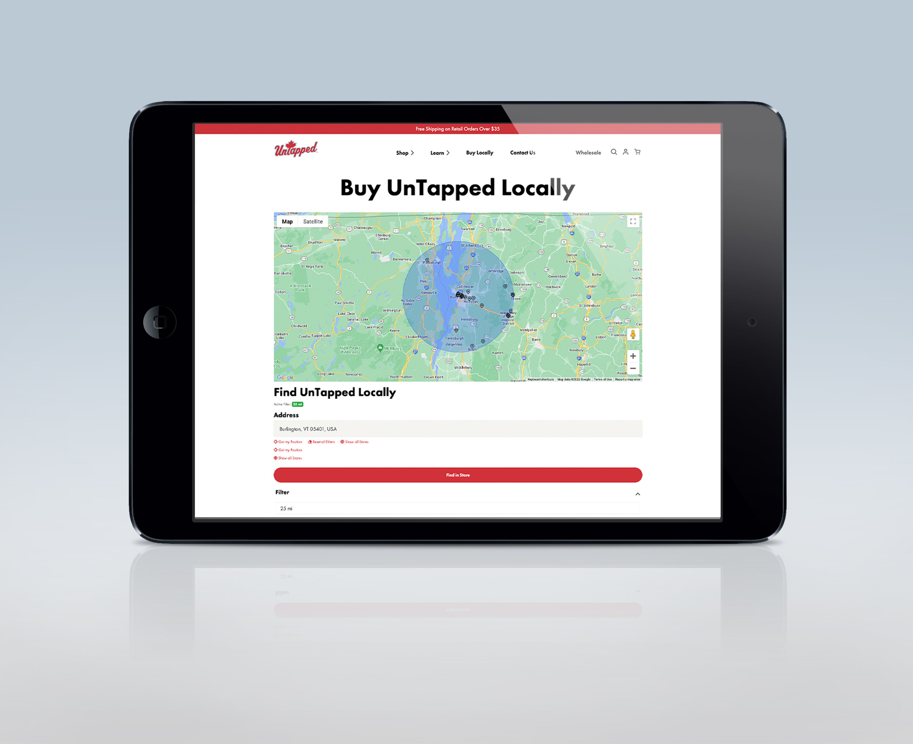New Buy UnTapped Locally Page on iPad