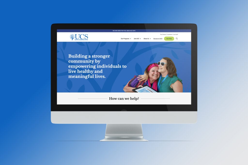 United Counseling Service homepage screenshot on an iMac