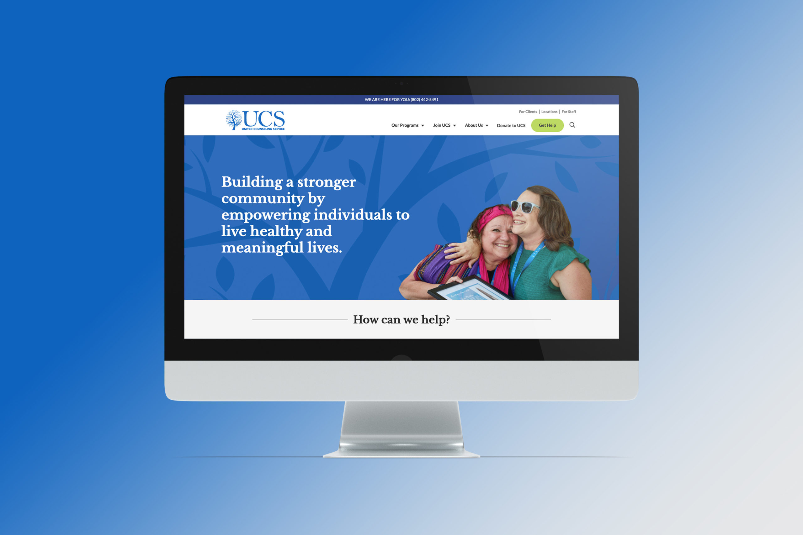 United Counseling Service homepage on computer