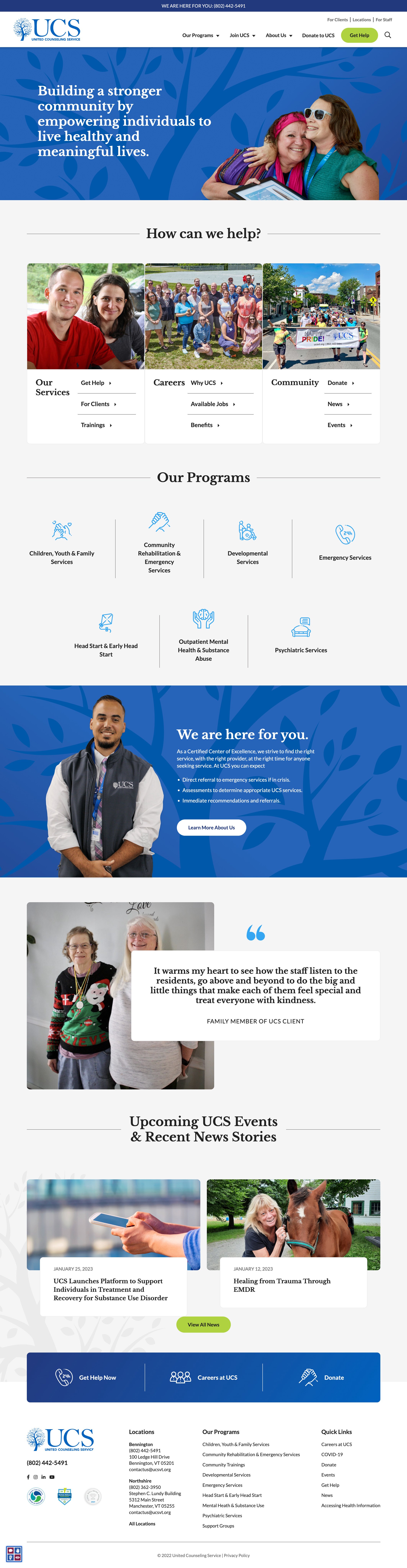 United Counseling Service full homepage