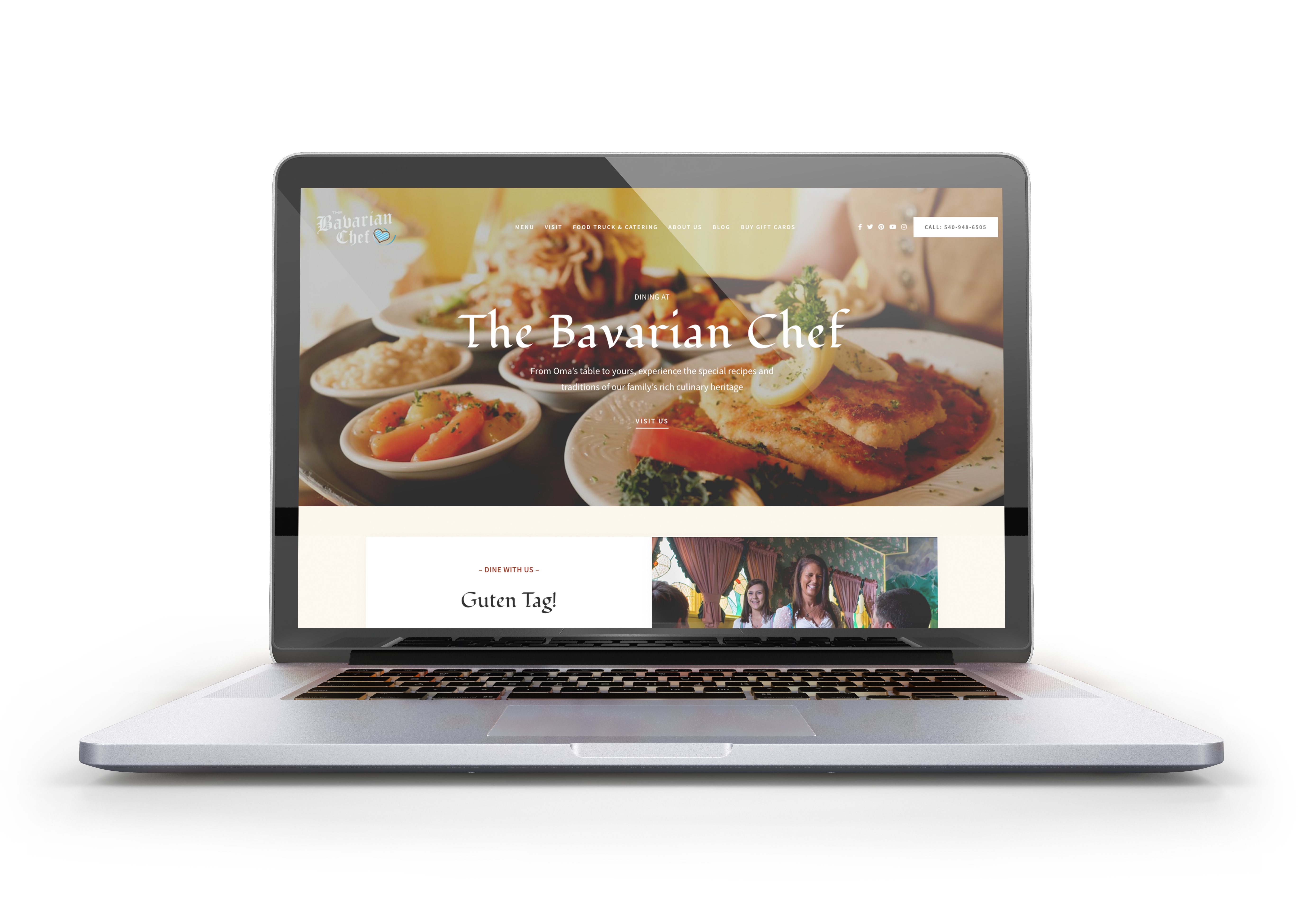 The Bavarian Chef homepage on laptop