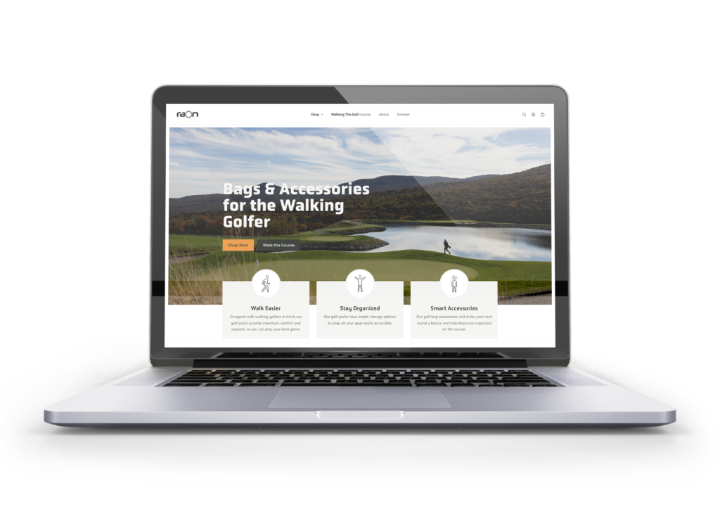 Raon Golf homepage on laptop