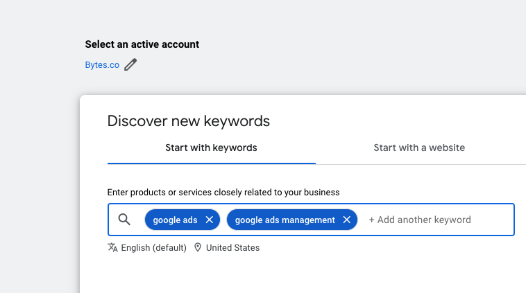 Keyword research in the Google Ads Keyword Planner
