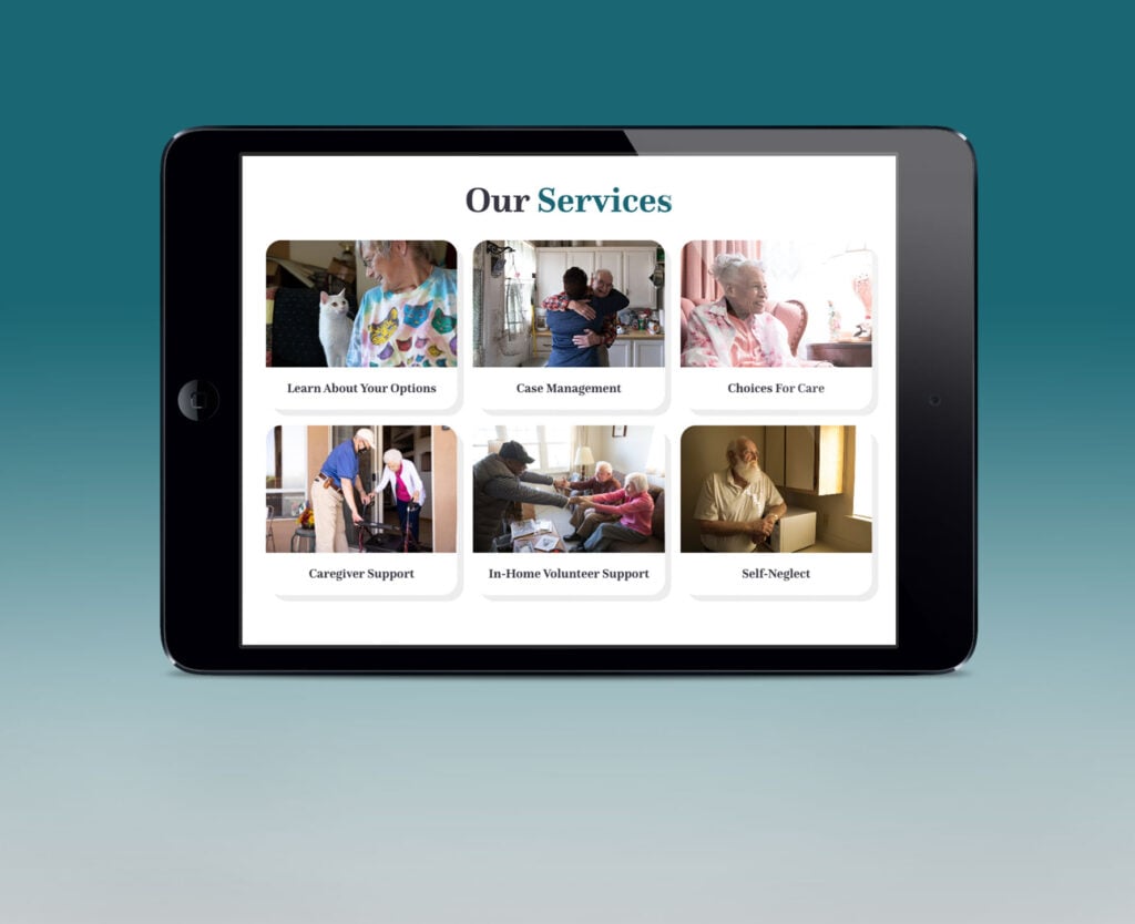 Age Well's Home Care Coordination page on a horizontal iPad