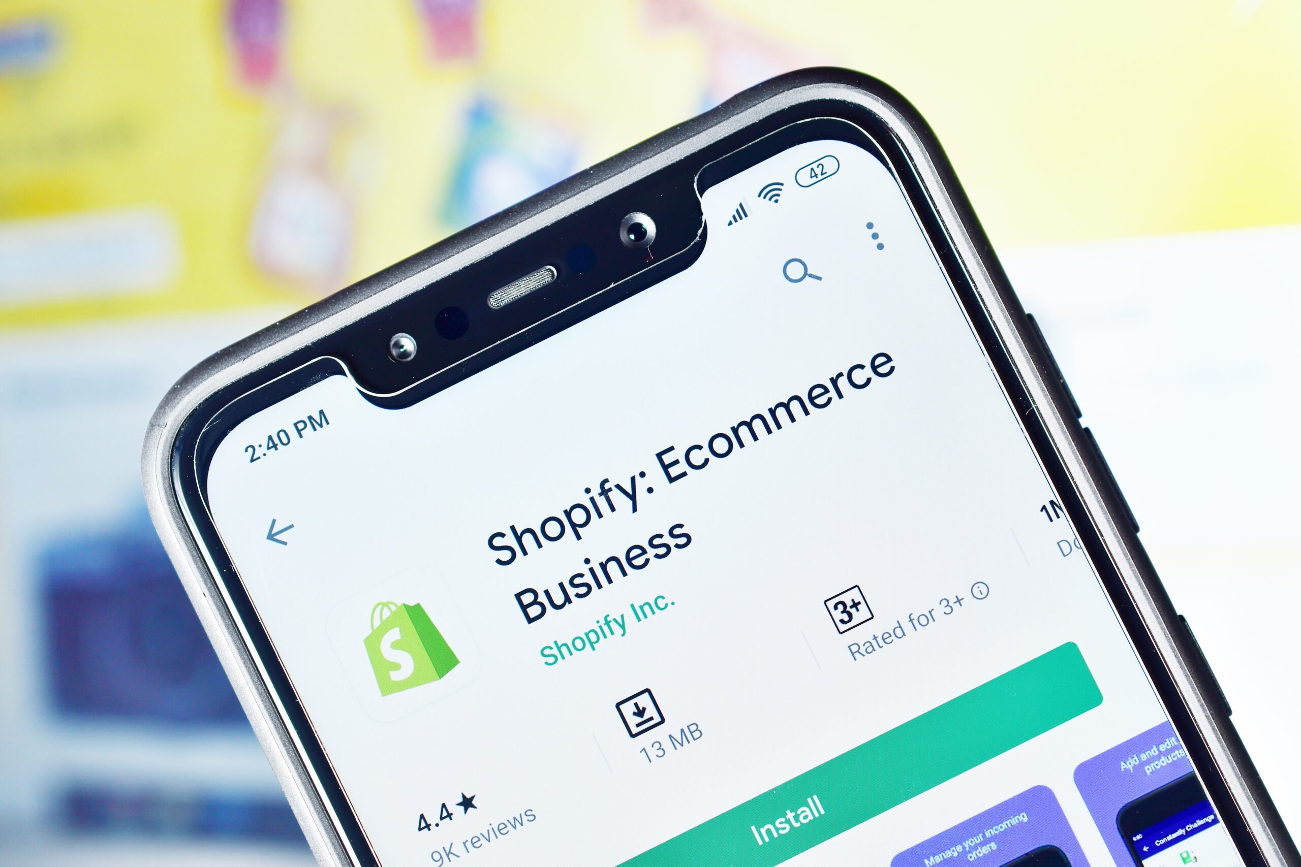Shopify App in app store on phone