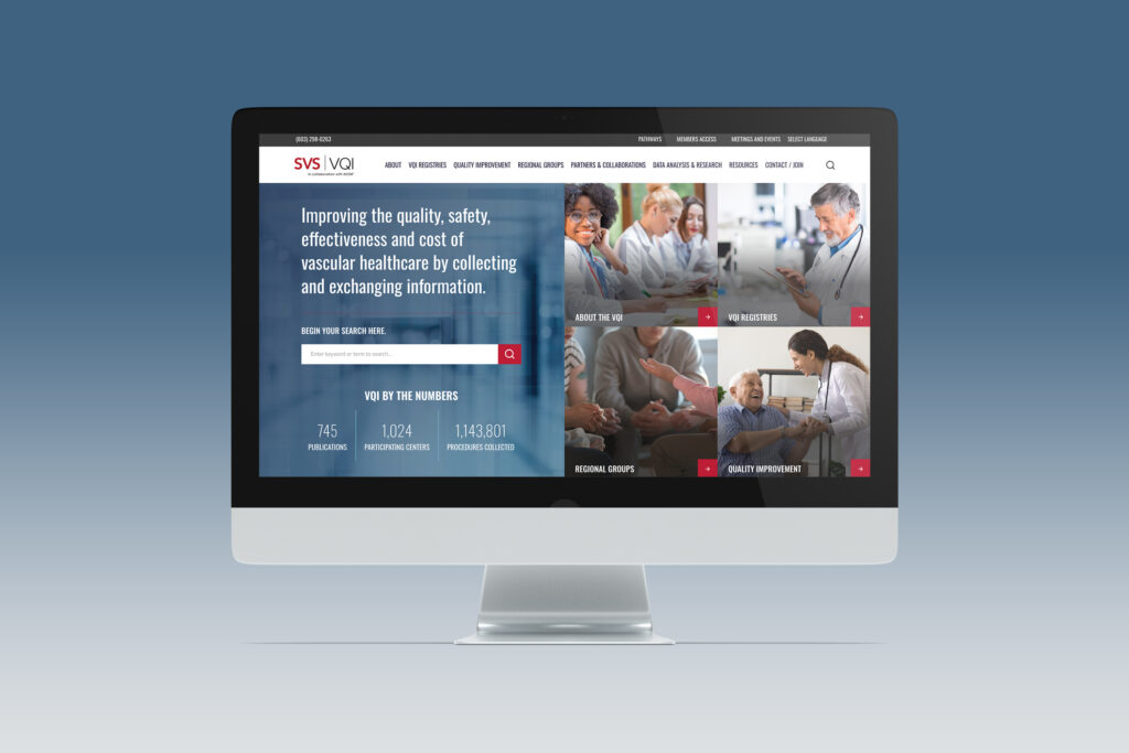 The VQI website homepage on a desktop computer screen