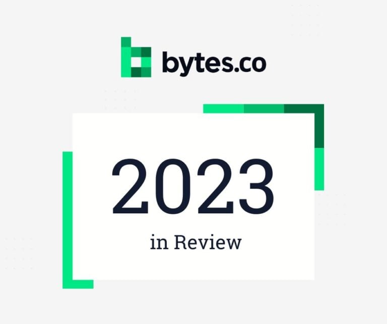 The Bytes.co logo above a white box with the text "2023: in Review" within it.