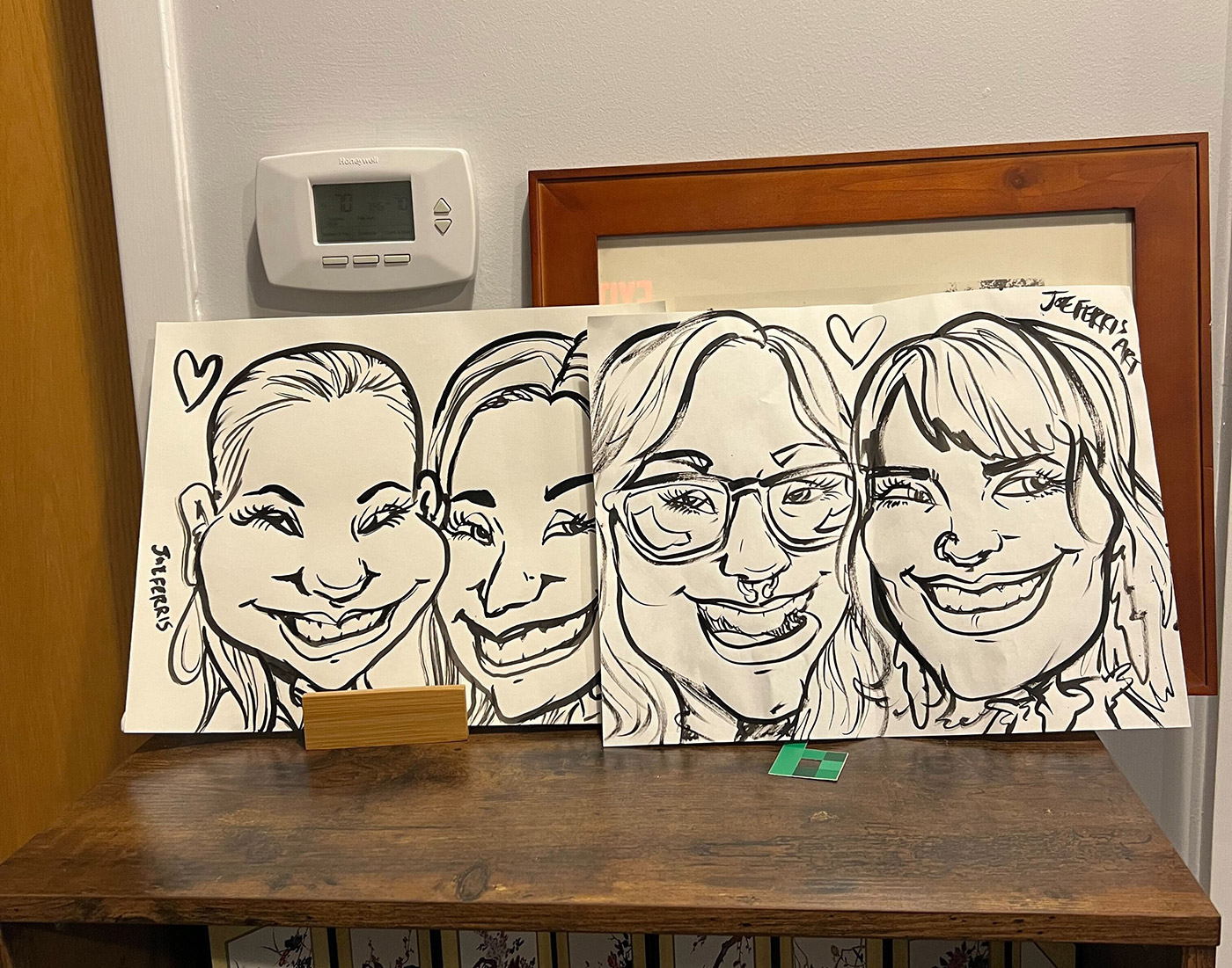 Caricatures of Sarah, Abby, Lilly, and Kristina
