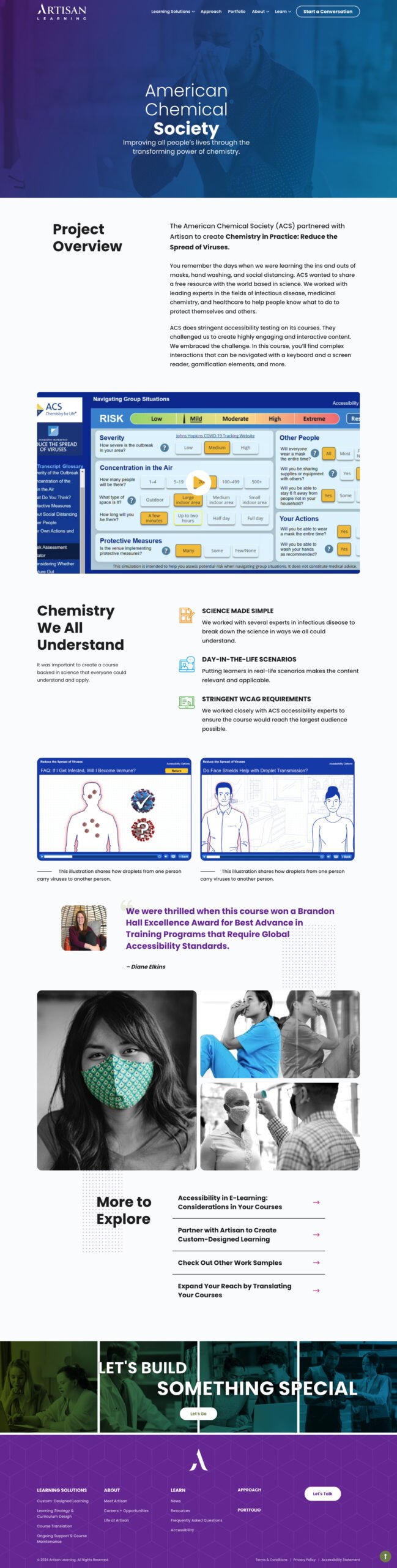 Screenshot of the Artisan Learning American Chemical Society portfolio page