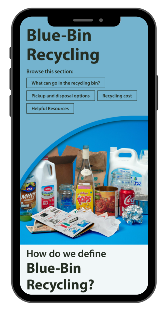 iPhone of the new CSWD Blue-Bin Recycling Page