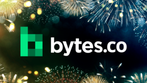 The Bytes.co logo surrounded by fireworks