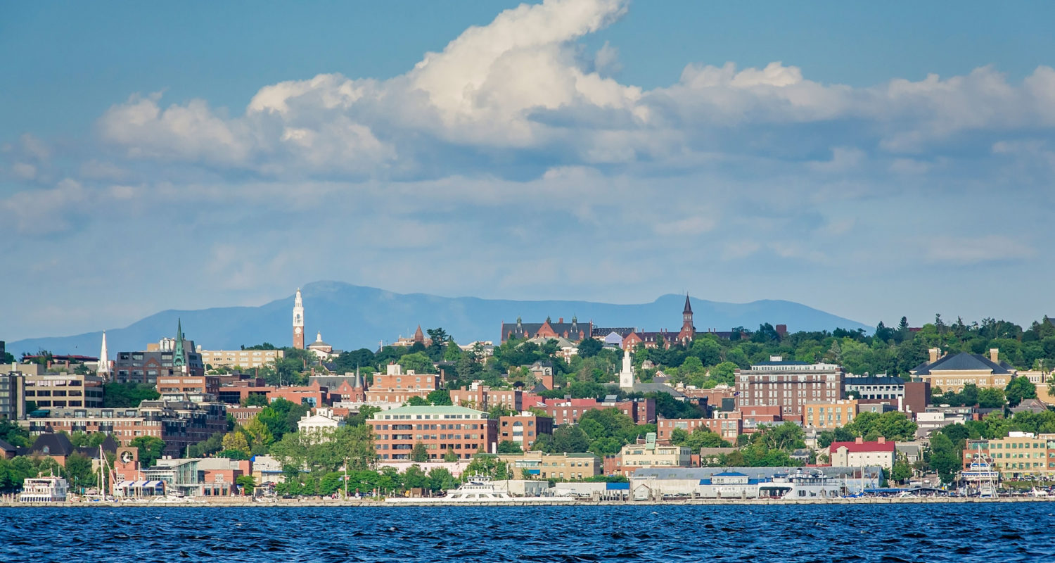 Skyline view of the Burlington, Vermont waterfront