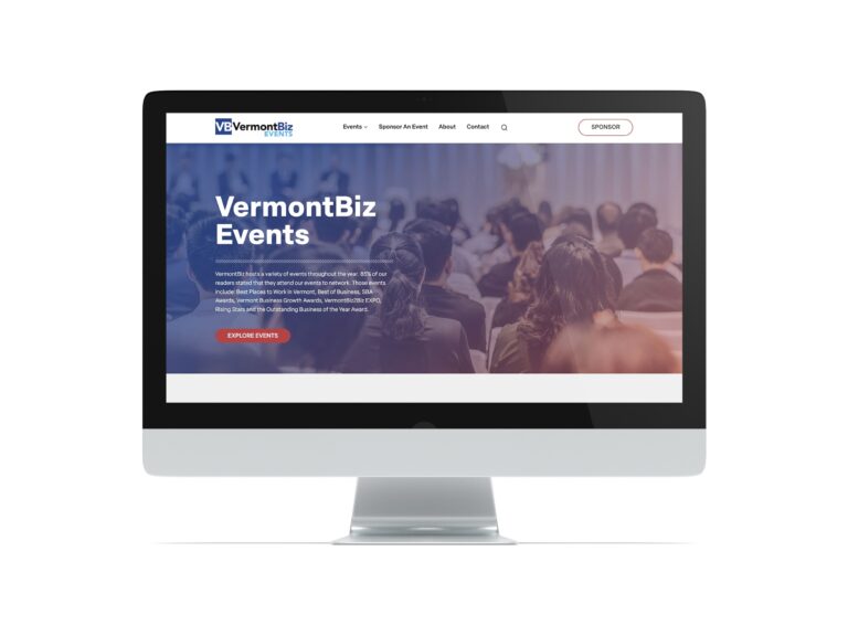 VermontBiz Events homepage on a desktop computer