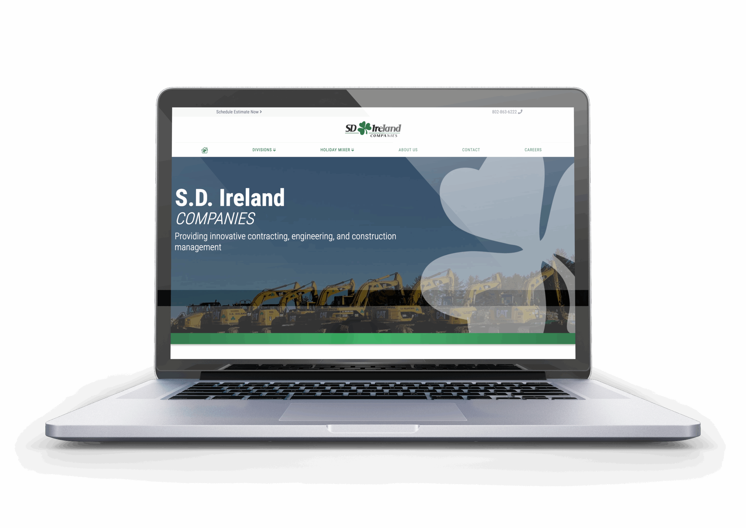 The old S.D. Ireland website on a laptop