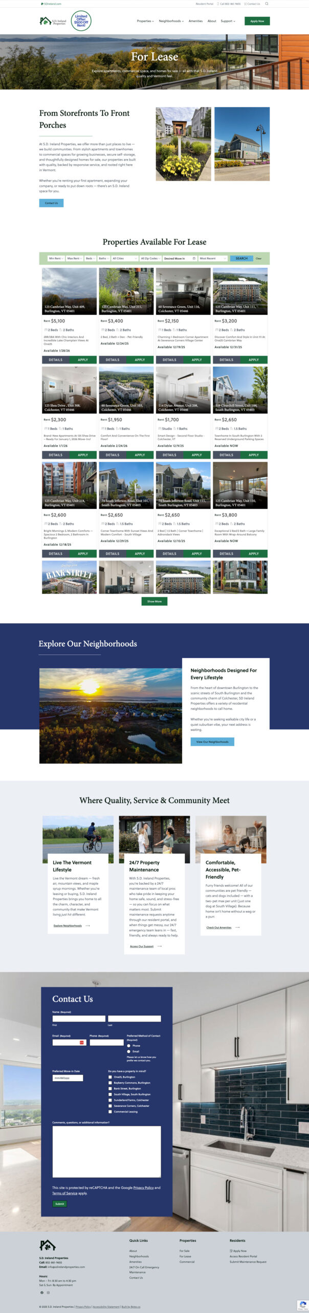 S.D. Ireland Properties For Lease page