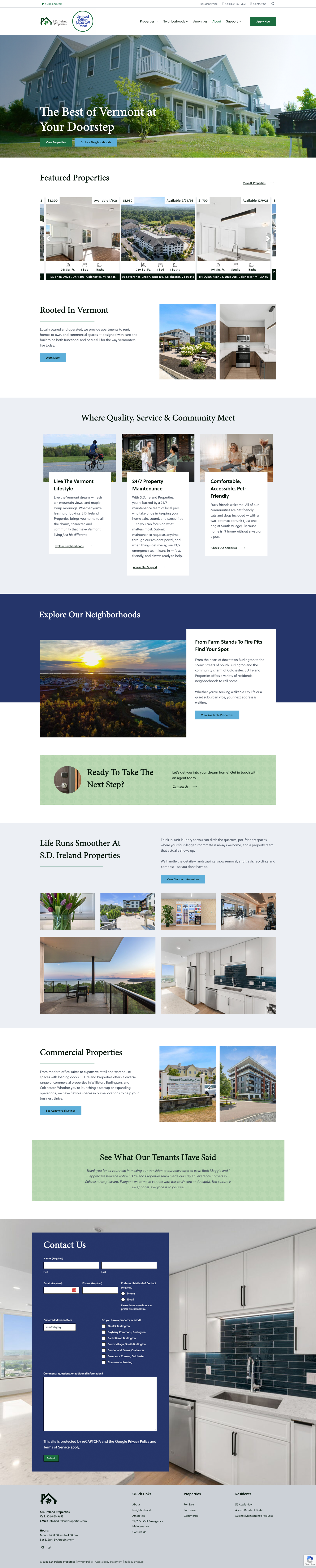 Screenshot of the new S.D. Ireland Properties homepage