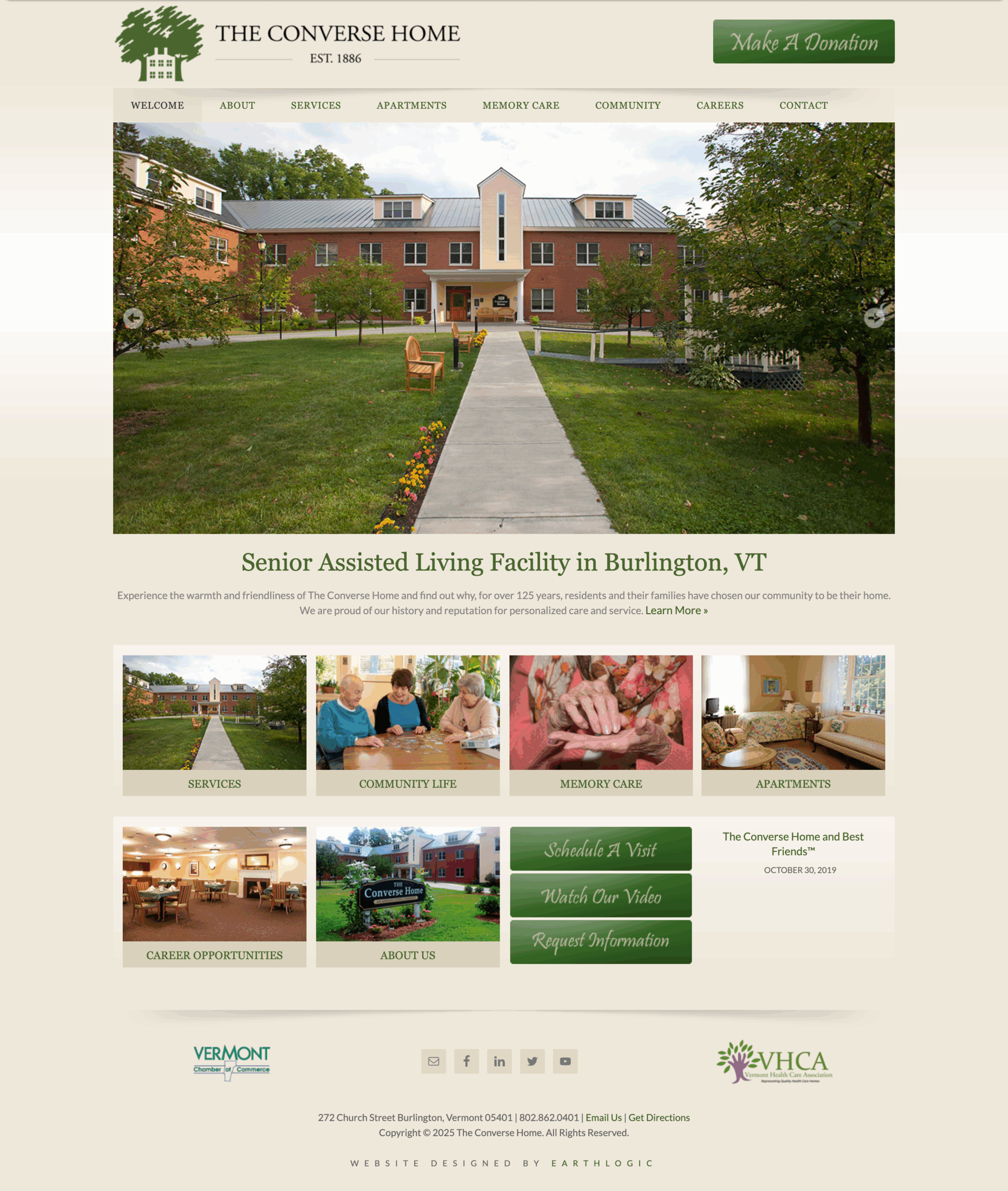 The previous homepage for The Converse Home