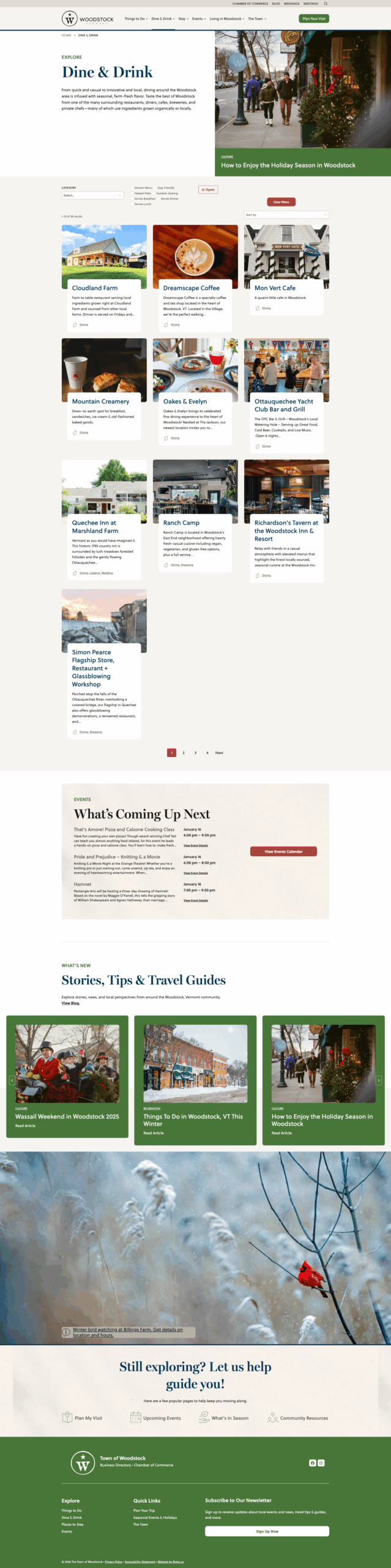 Woodstock, Vermont Dine & Drink page
