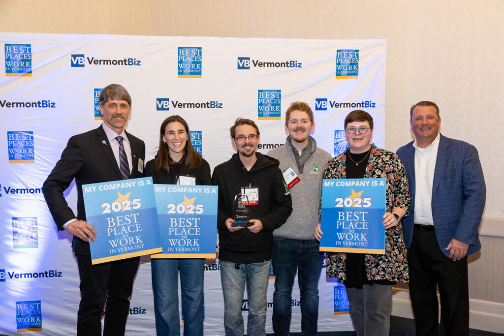 The Bytes.co team accepting the 2025 Best Places to Work in Vermont Award